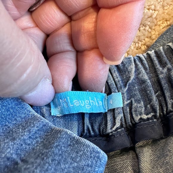 J McLaughlin Pant Chambray Wide Leg Crop Lyocell Linen Boho Coastal Grandma Sz 4 - Picture 2 of 11